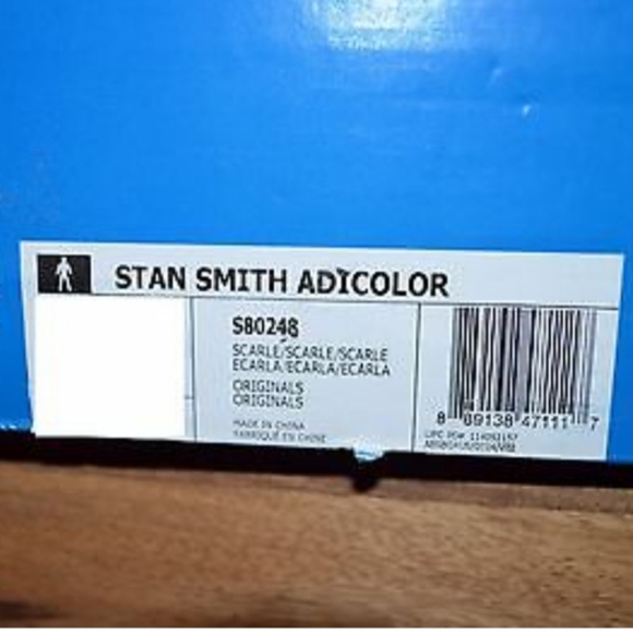 NWOT Adidas Stan Smith Red Genuine Leather Sneakers Gym Kicks Shoes Size 12 - Picture 13 of 14
